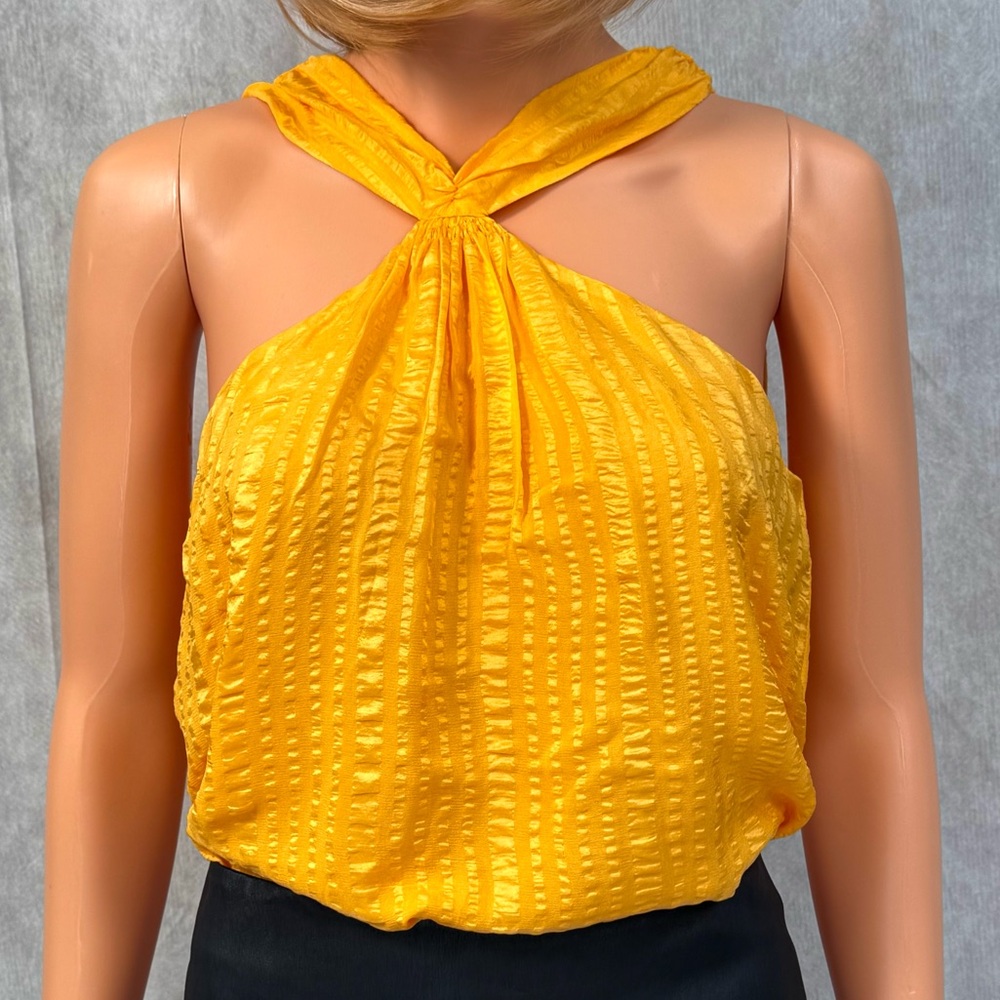 NWT - Frame Yellow Halter Ruched Blouse